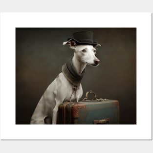 Funny Whippet with a Suitcase Posters and Art